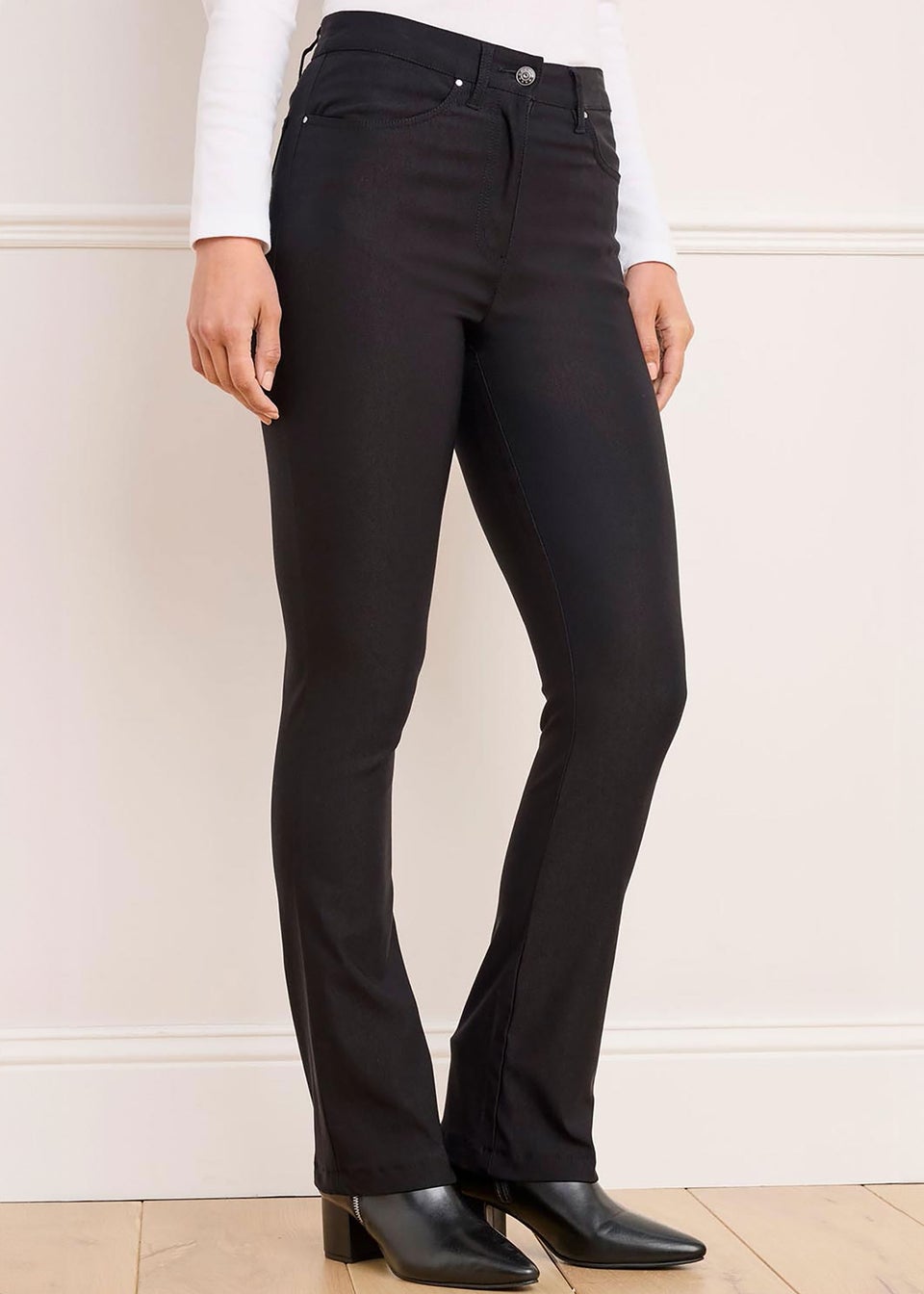 Cotton Traders Black Super-Stretchy Bootcut Trousers