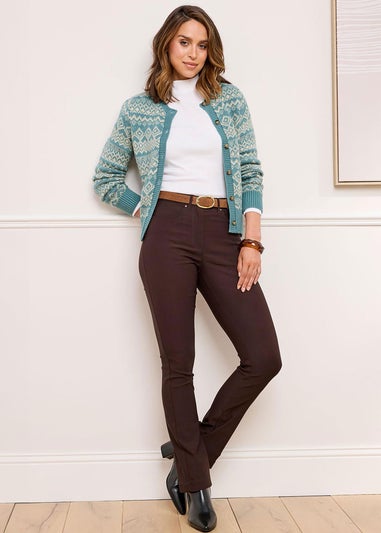 Cotton Traders Chocolate Brown Super-Stretchy Bootcut Trousers