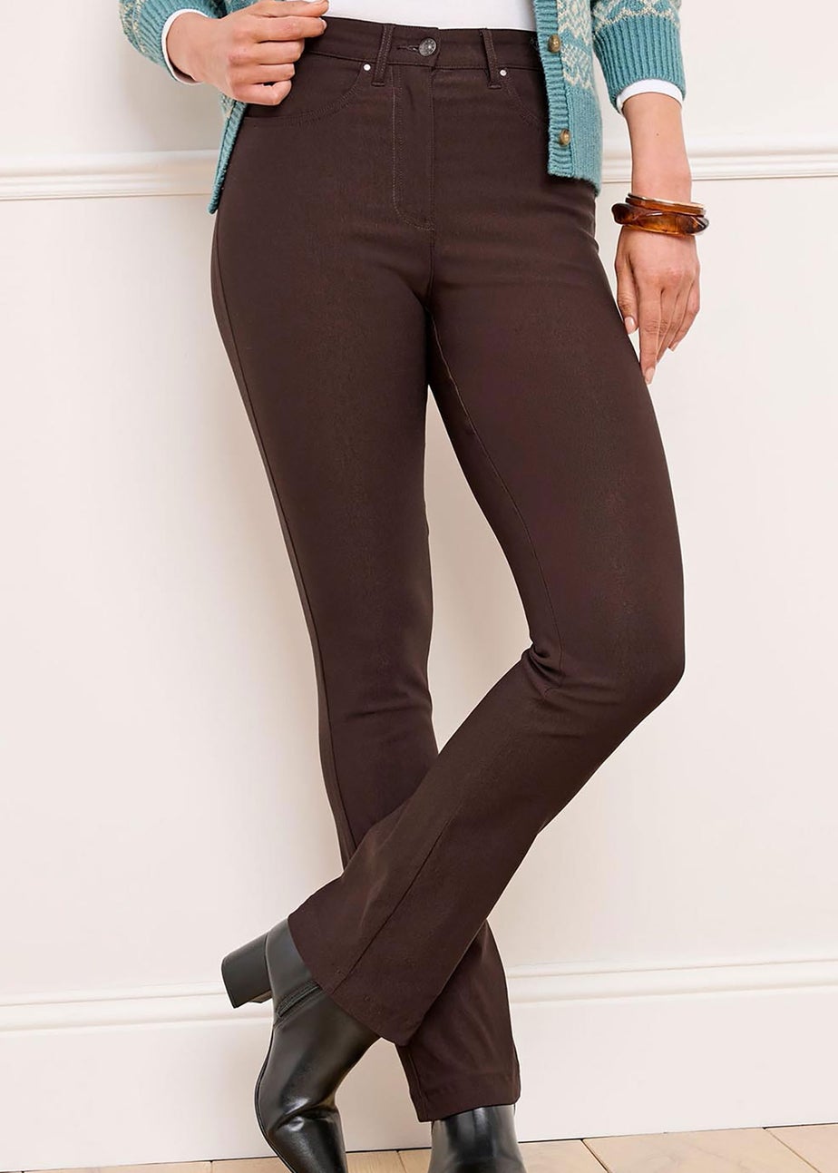 Cotton Traders Chocolate Brown Super-Stretchy Bootcut Trousers