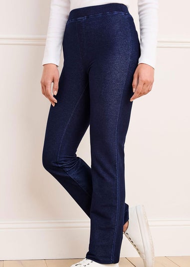 Cotton Traders Pale Blue Premium Pull On Jersey Denim Trousers