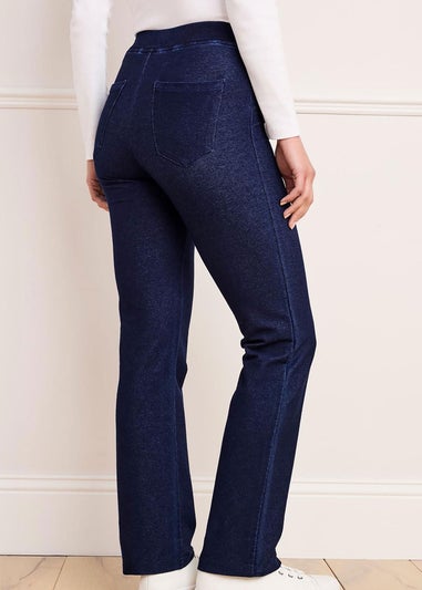 Cotton Traders Pale Blue Premium Pull On Jersey Denim Trousers