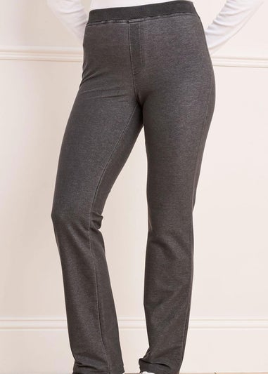 Cotton Traders Grey Premium Pull On Jersey Denim Trousers