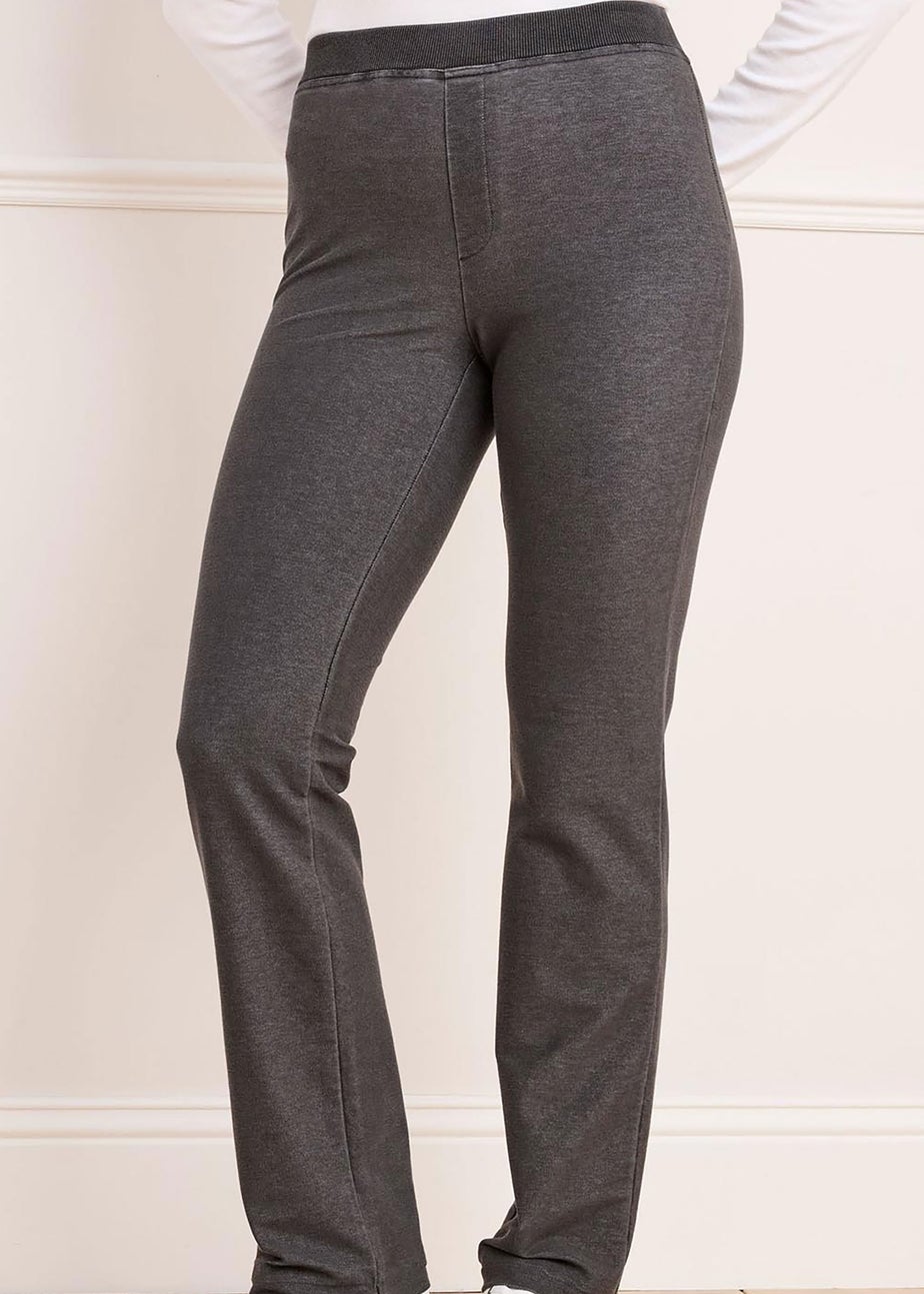 Cotton Traders Grey Premium Pull On Jersey Denim Trousers