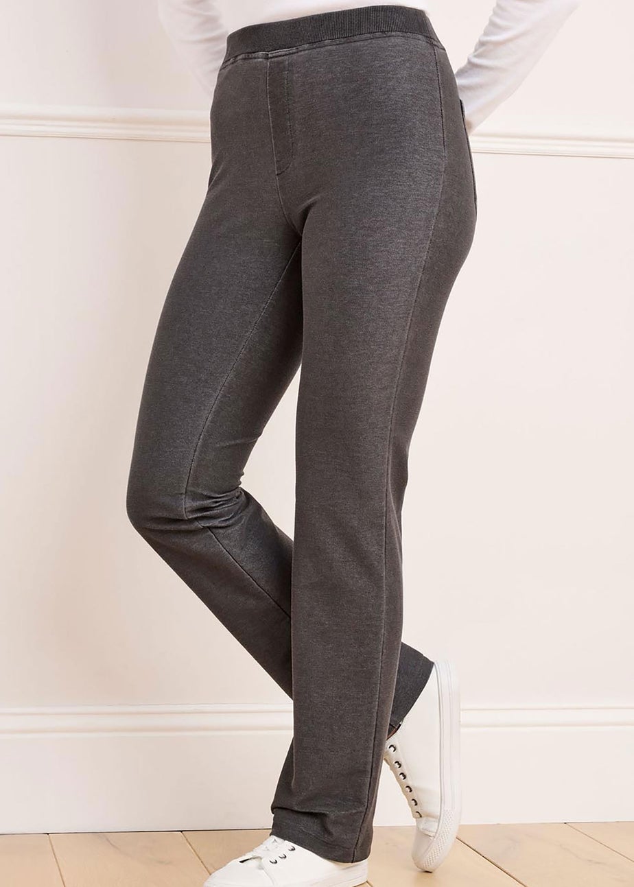 Cotton Traders Grey Premium Pull On Jersey Denim Trousers