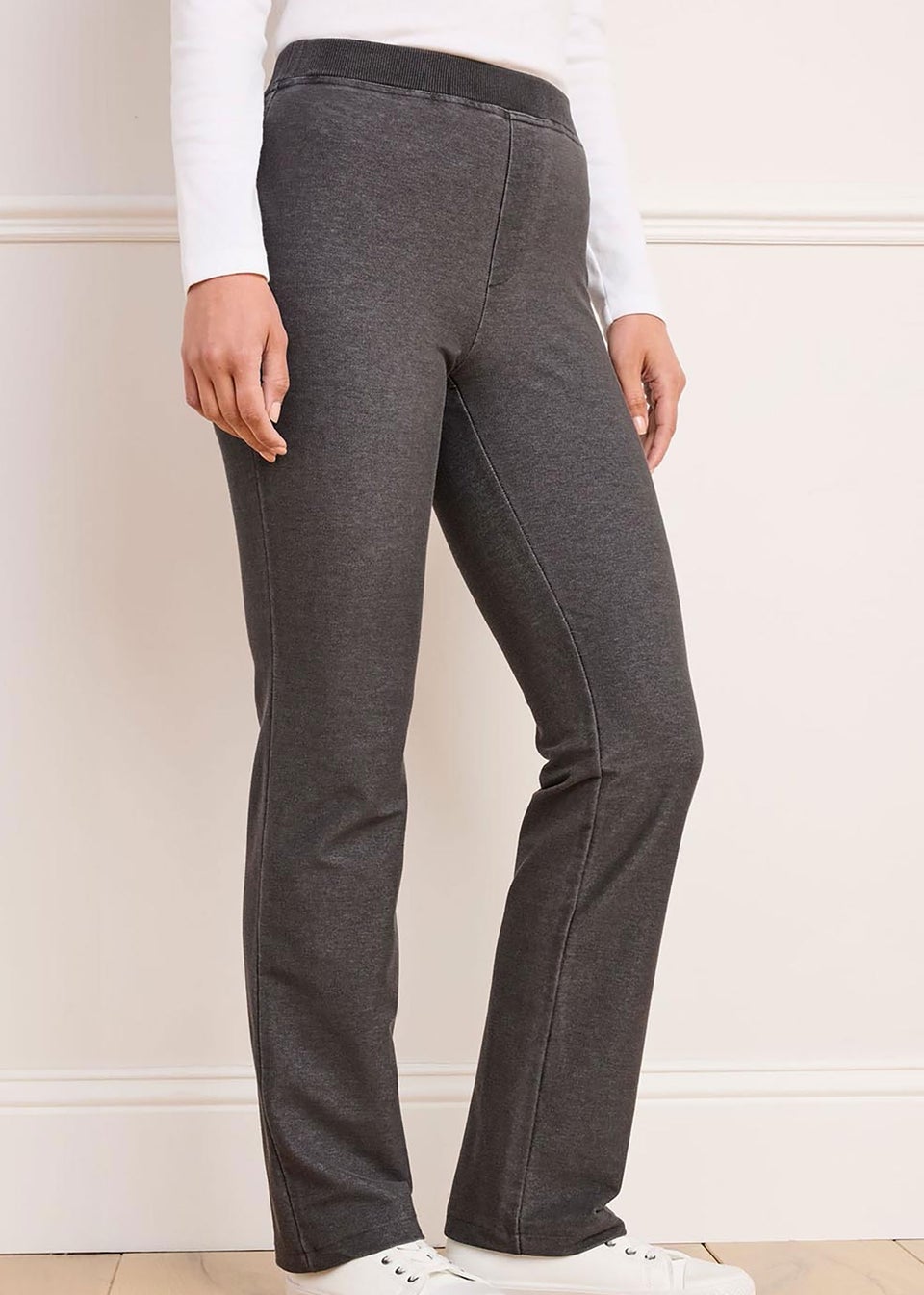 Cotton Traders Grey Premium Pull On Jersey Denim Trousers