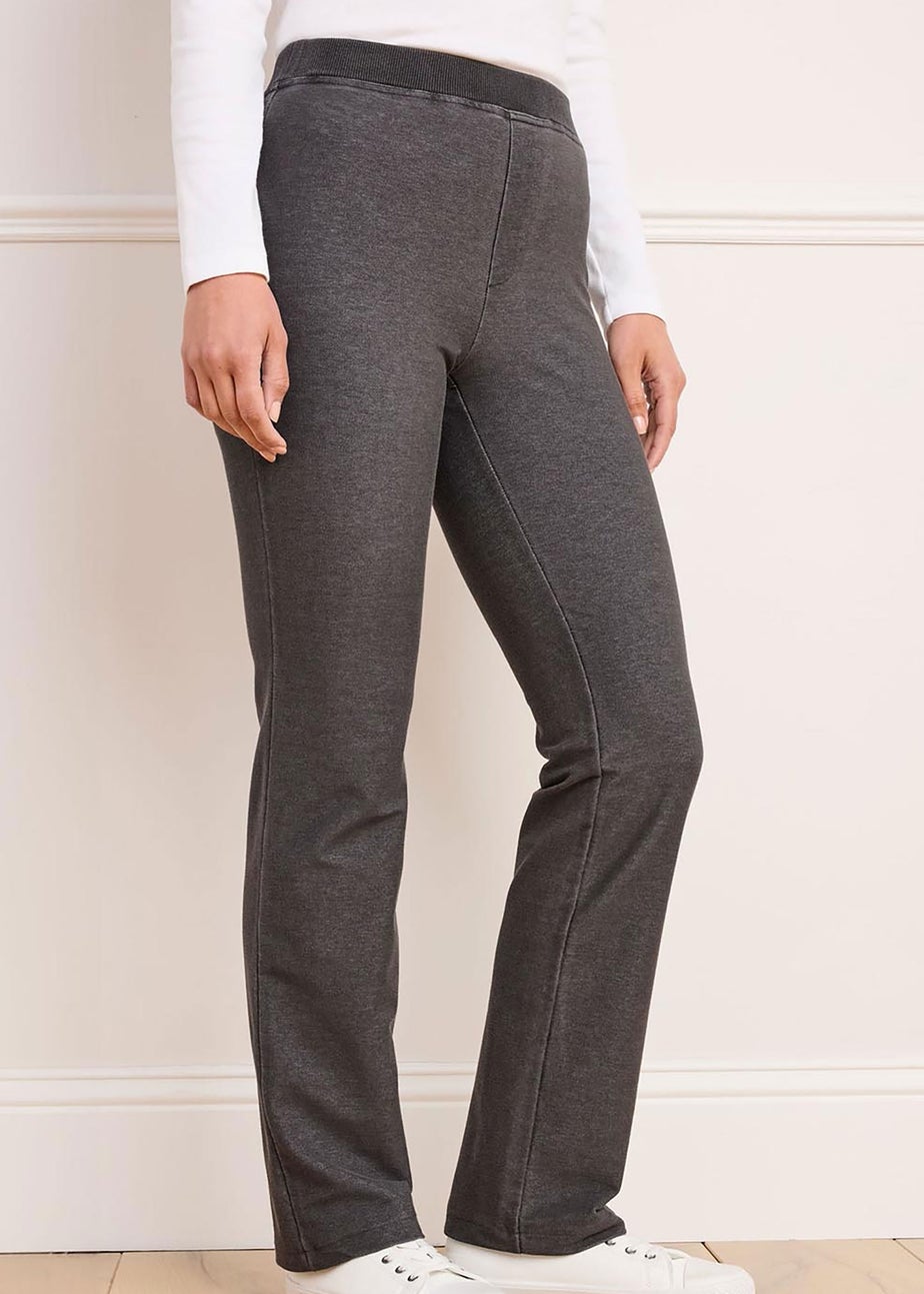 Cotton Traders Grey Premium Pull On Jersey Denim Trousers