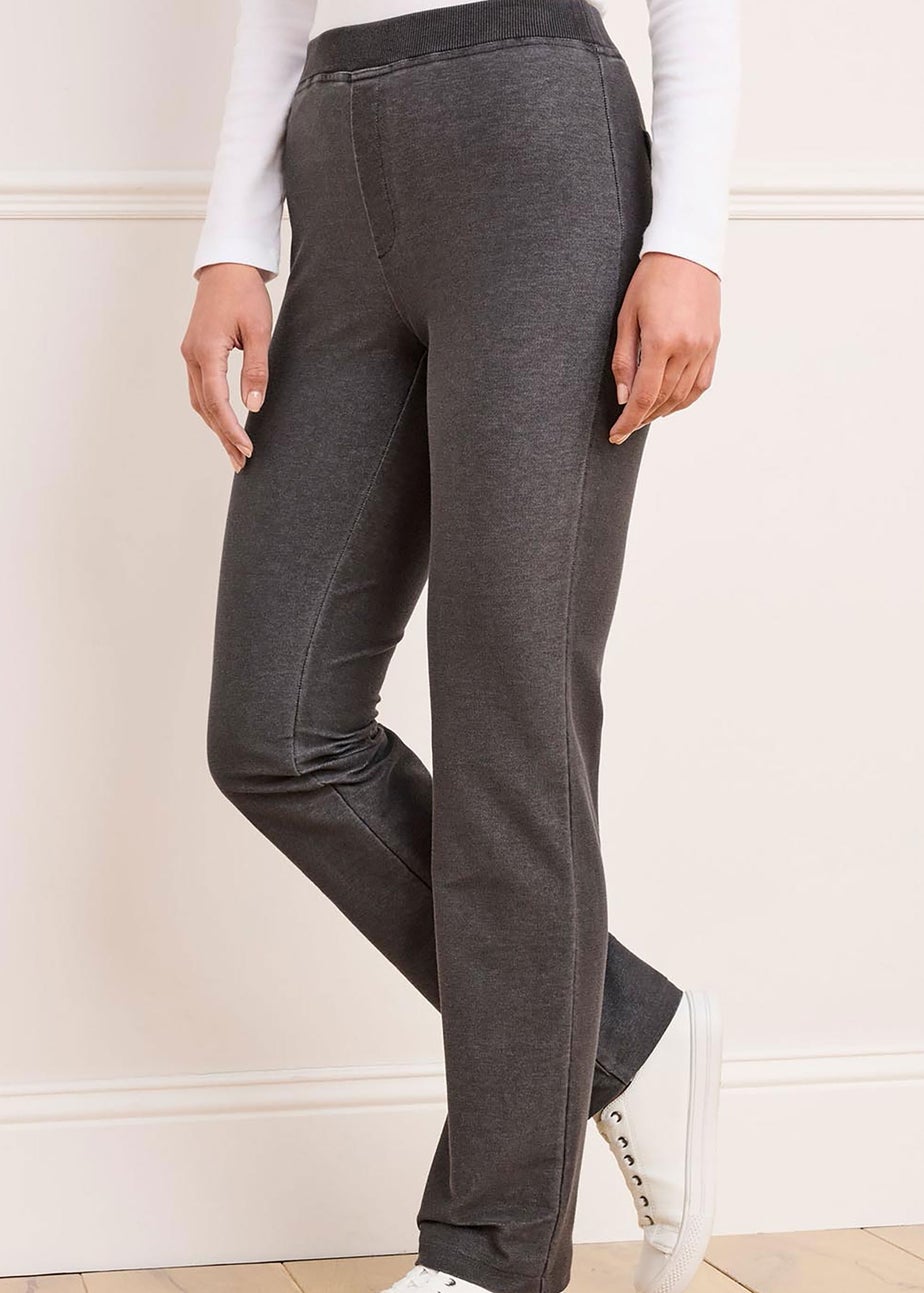 Cotton Traders Grey Premium Pull On Jersey Denim Trousers