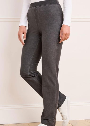 Cotton Traders Grey Premium Pull On Jersey Denim Trousers