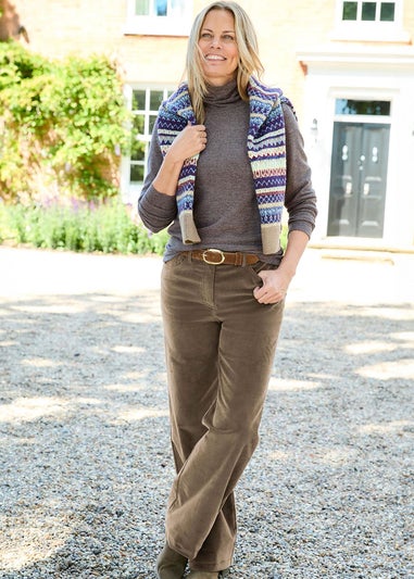 Cotton Traders Bark Wide Leg Stretch Cord Trousers