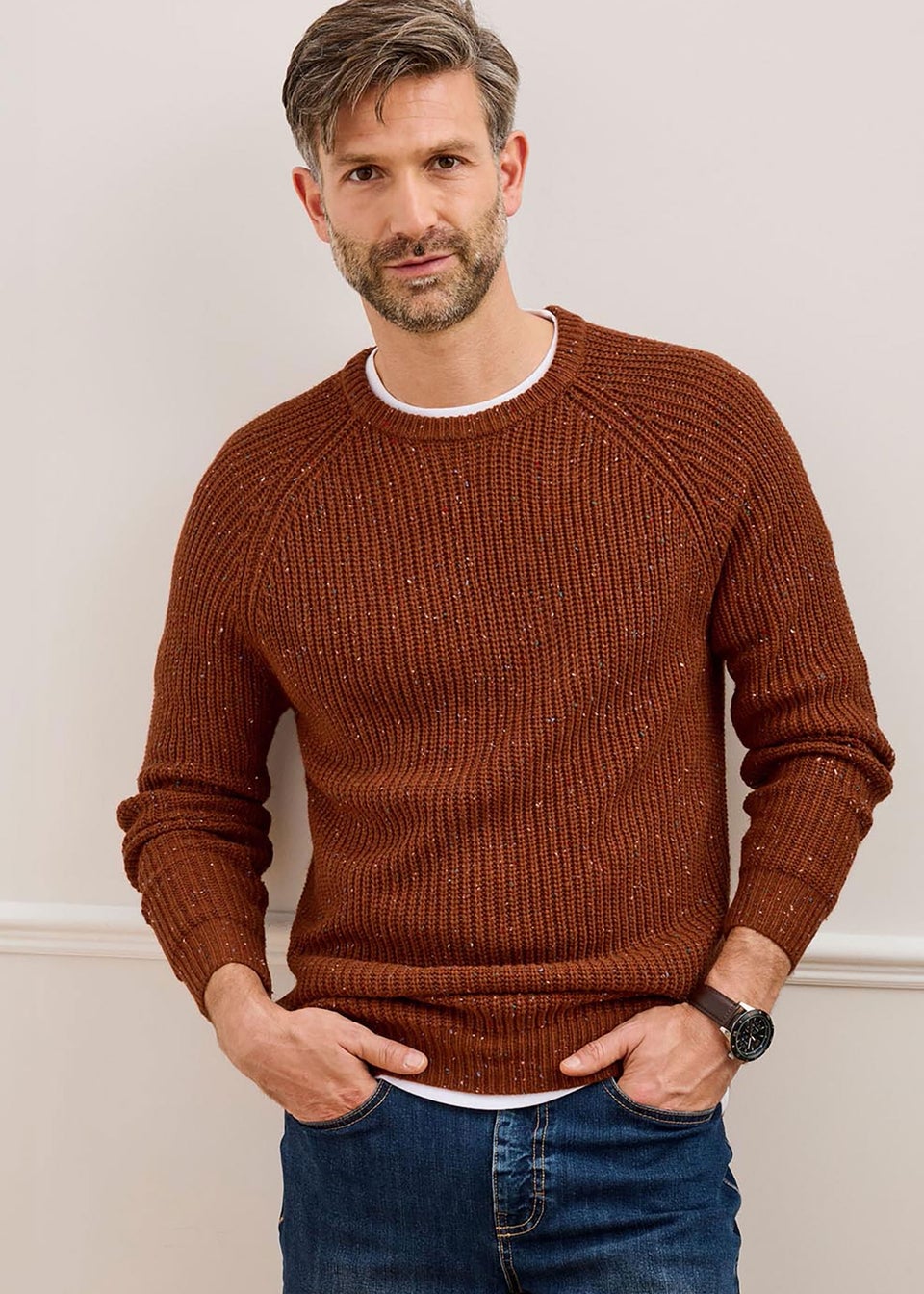 Cotton Traders Burnt Orange Supersoft Crew Neck Jumper