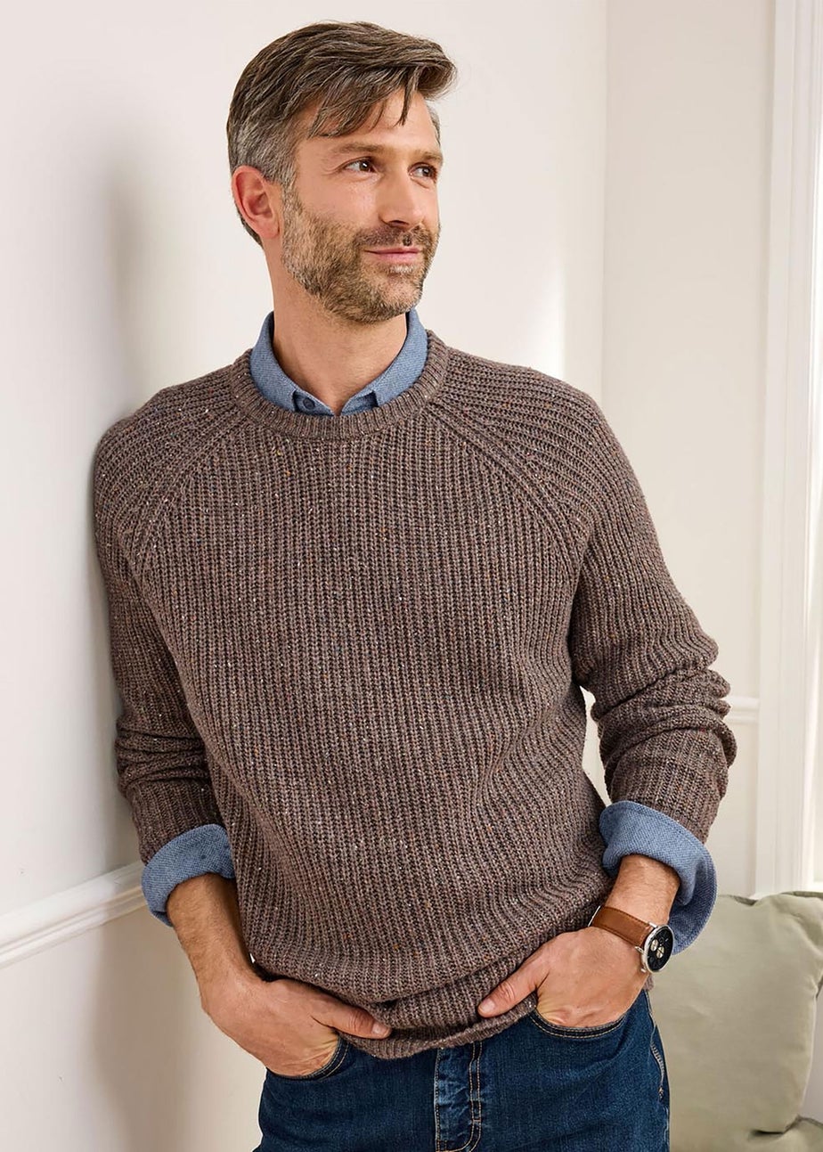 Cotton Traders Dark Brown Supersoft Crew Neck Jumper