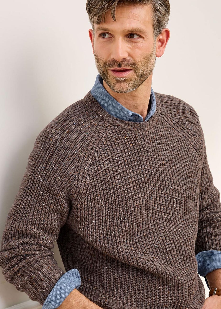 Cotton Traders Dark Brown Supersoft Crew Neck Jumper