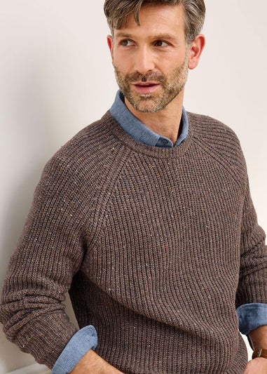 Cotton Traders Dark Brown Supersoft Crew Neck Jumper