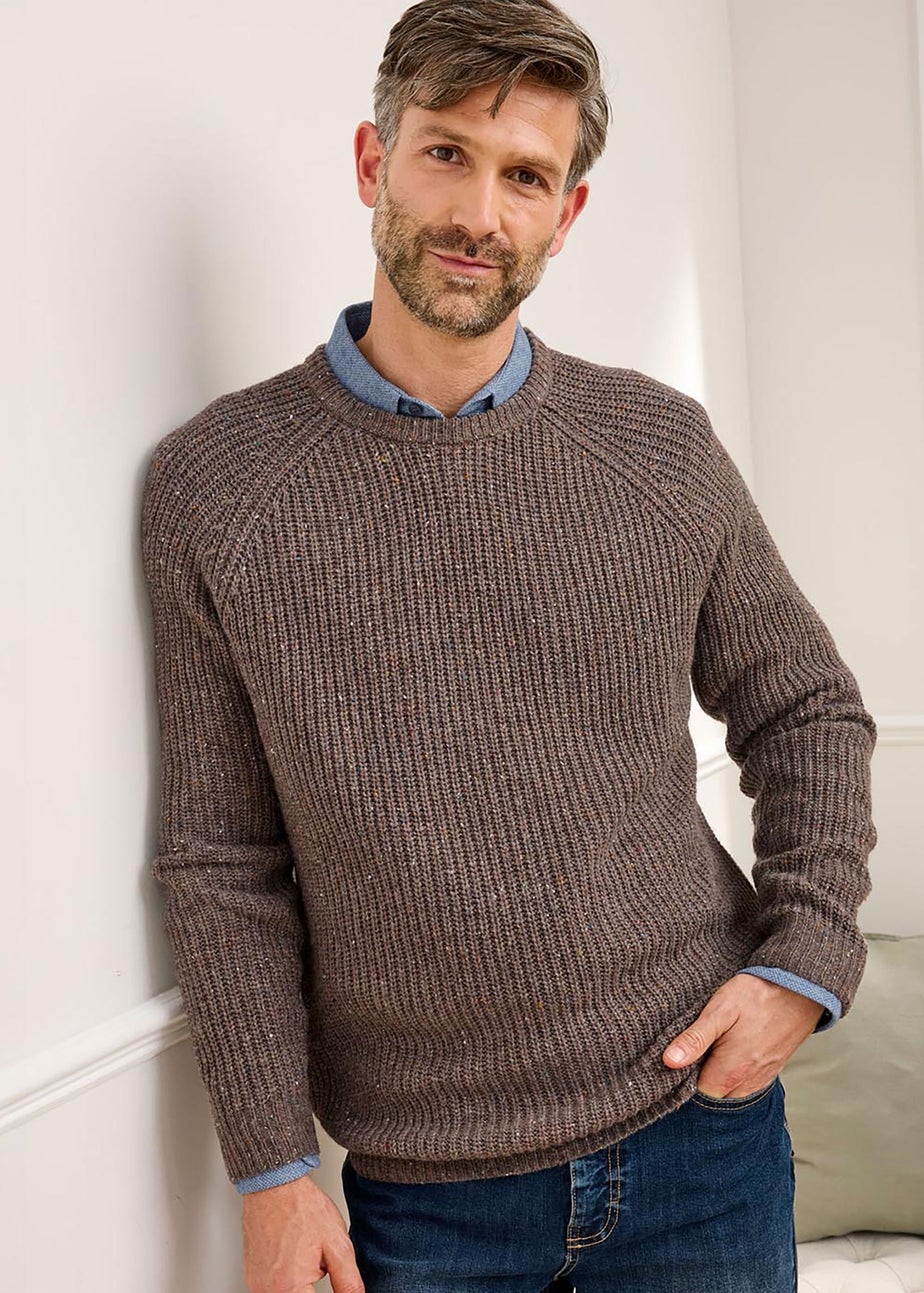 Cotton Traders Dark Brown Supersoft Crew Neck Jumper