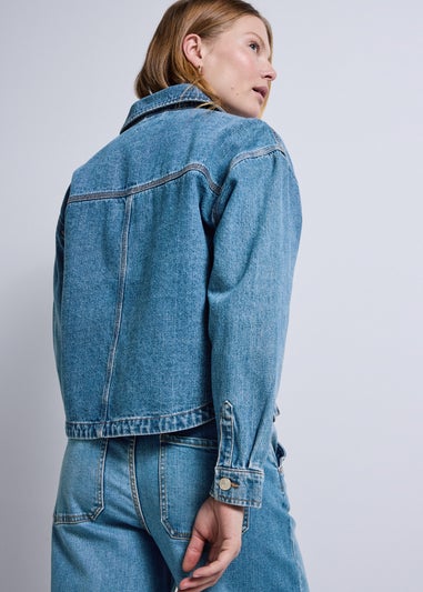 Mid Wash Denim Shacket