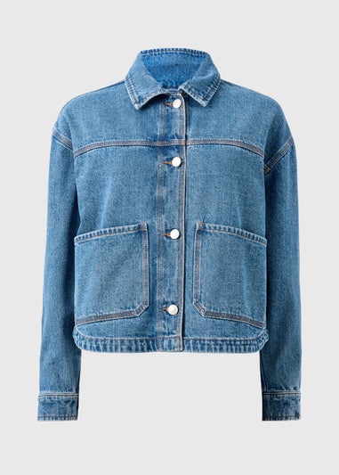 Mid Wash Denim Shacket