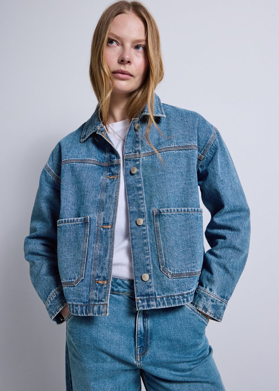 Mid Wash Denim Shacket