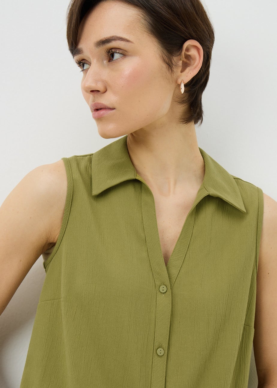 Khaki Sleeveless Clipper Shirt