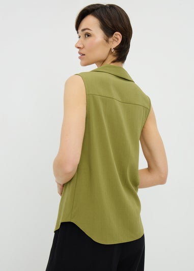 Khaki Sleeveless Clipper Shirt