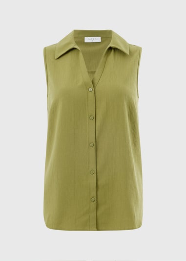 Khaki Sleeveless Clipper Shirt