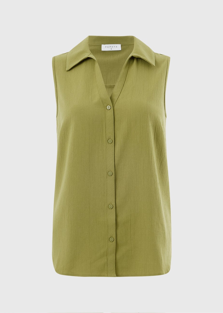 Khaki Sleeveless Clipper Shirt