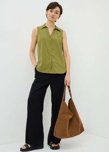 Khaki Sleeveless Clipper Shirt