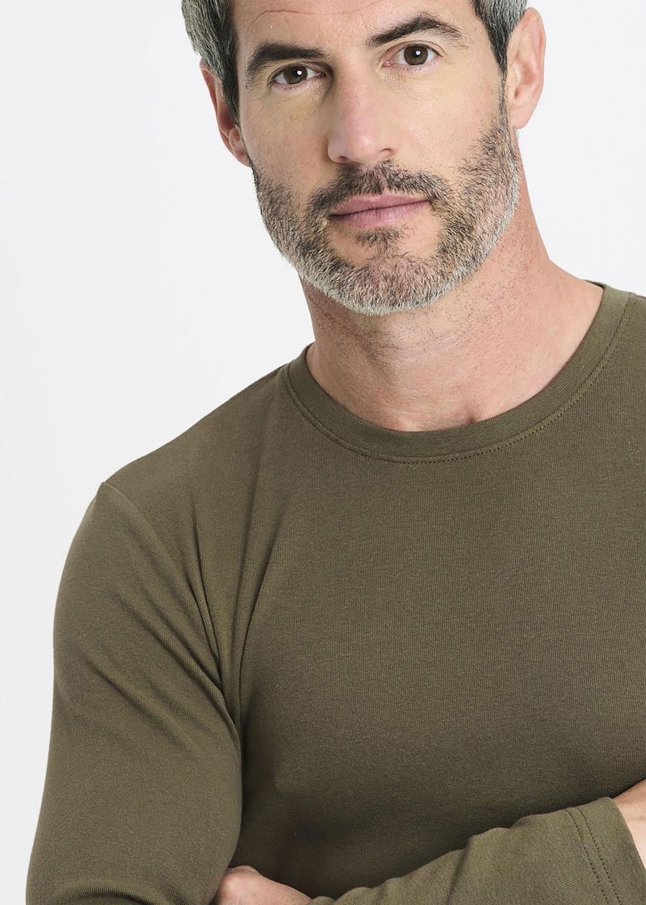 Cotton Traders Soft Khaki Long Sleeve Crew Neck Base Layer Top
