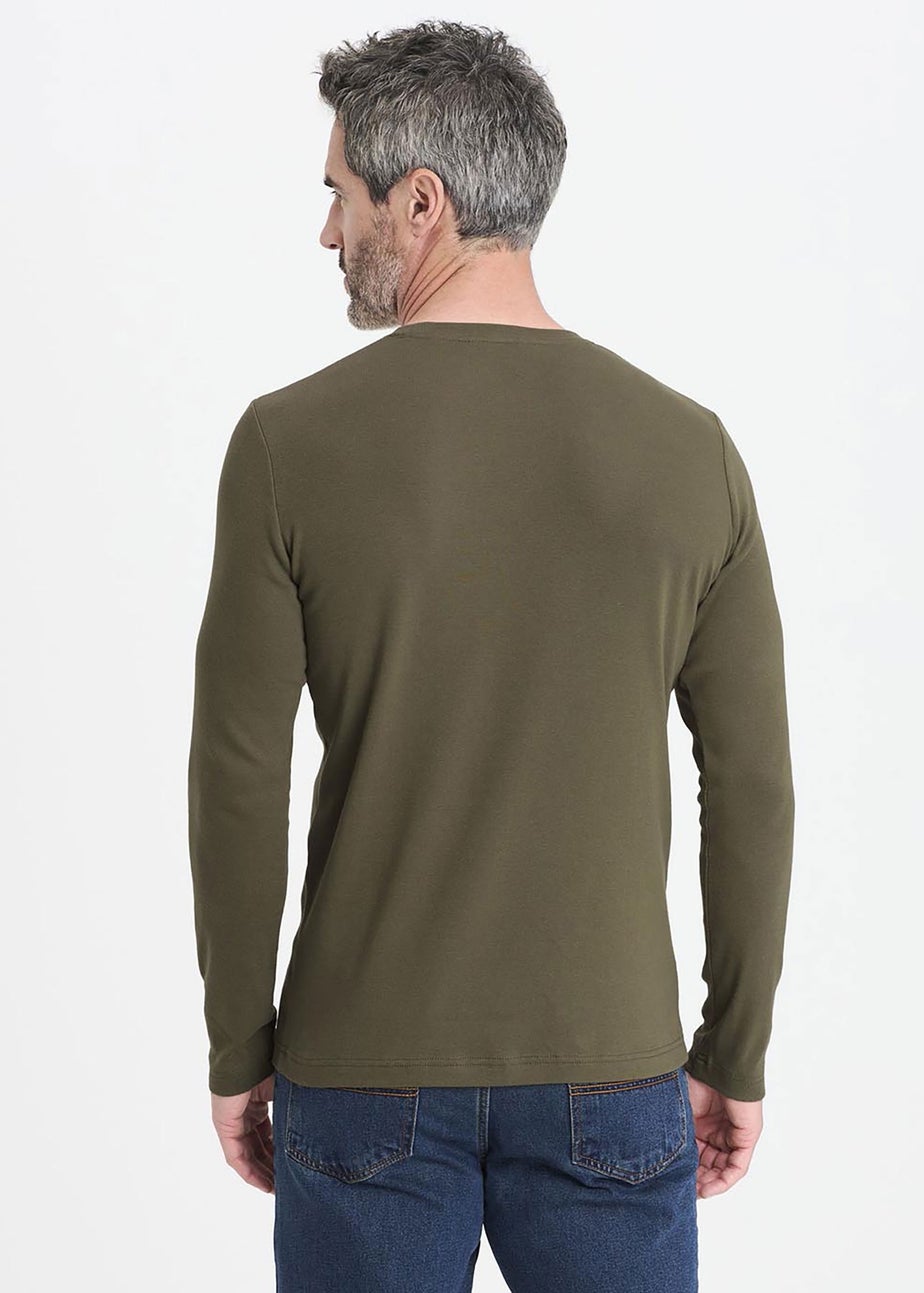 Cotton Traders Soft Khaki Long Sleeve Crew Neck Base Layer Top