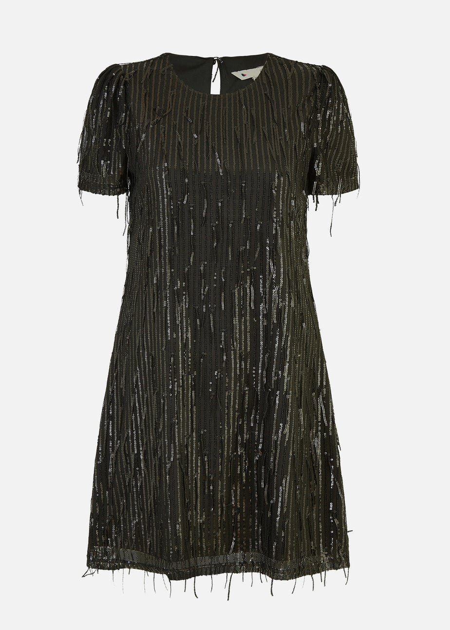 Yumi Black Dripping Sequin Tunic Dress