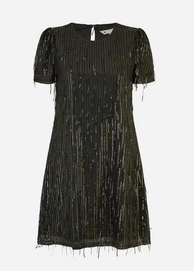 Yumi Black Dripping Sequin Tunic Dress