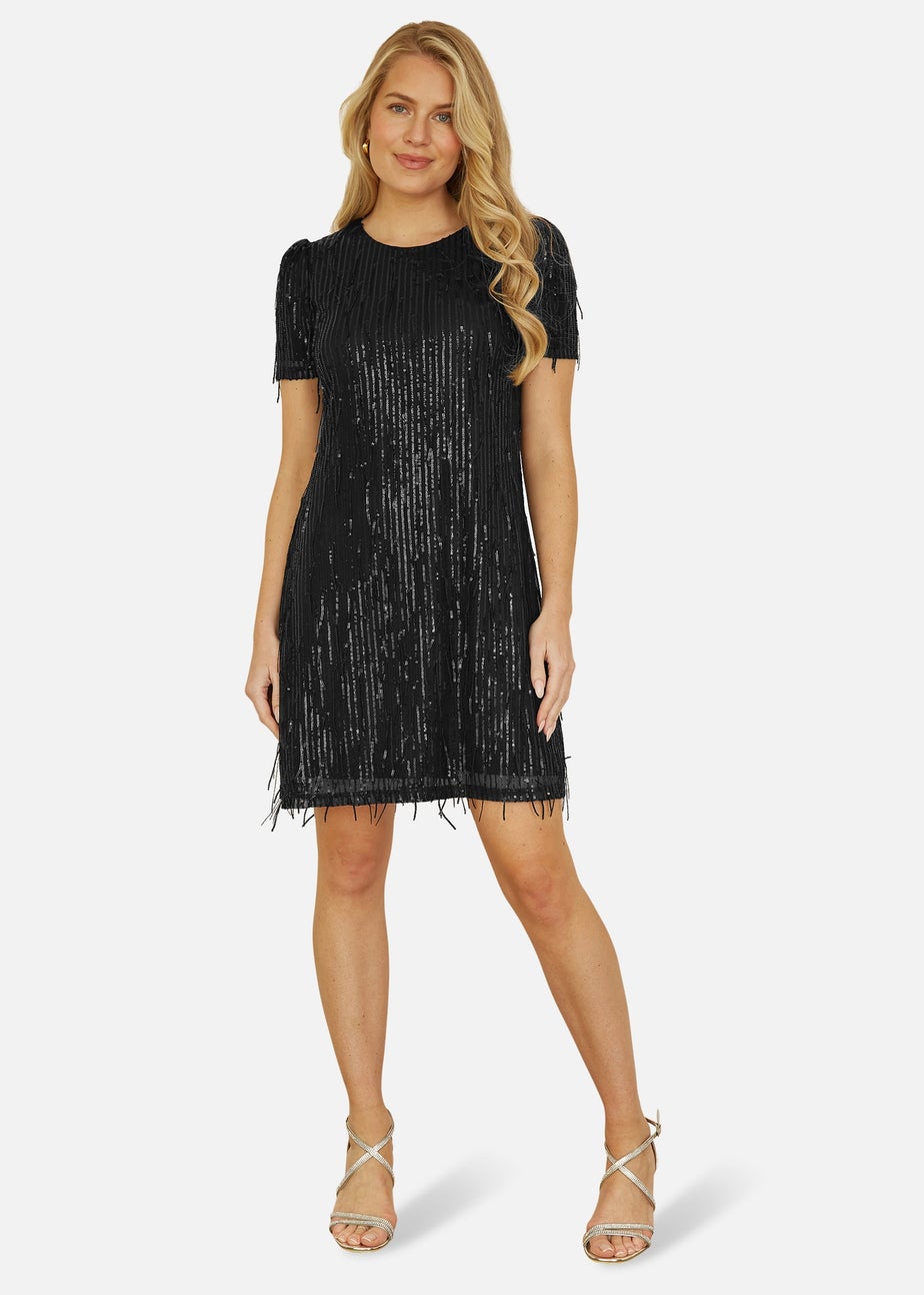 Yumi Black Dripping Sequin Tunic Dress