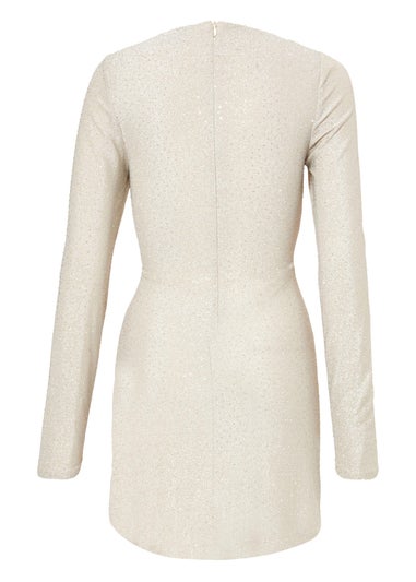 Quiz Champagne Diamante Square Neck Mini Dress
