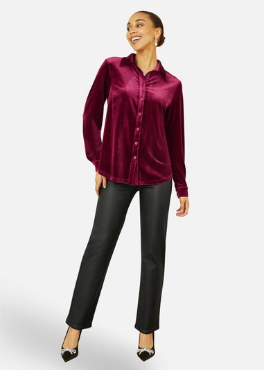 Yumi Burgundy Velvet Relaxed Fit Shirt