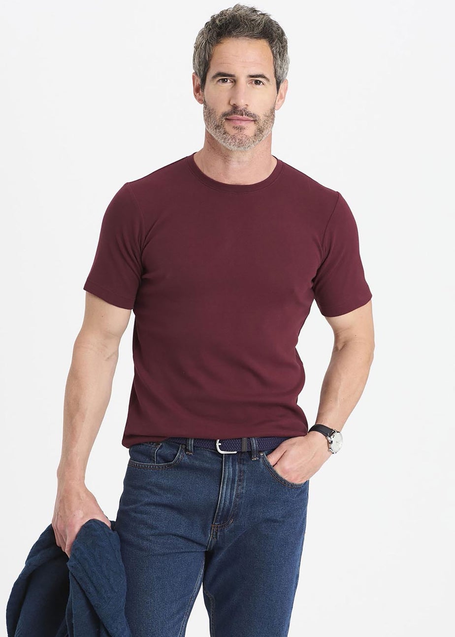 Cotton Traders Dark Merlot Short Sleeve Crew Neck Base Layer Top