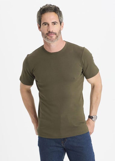 Cotton Traders Soft Khaki Short Sleeve Crew Neck Base Layer Top