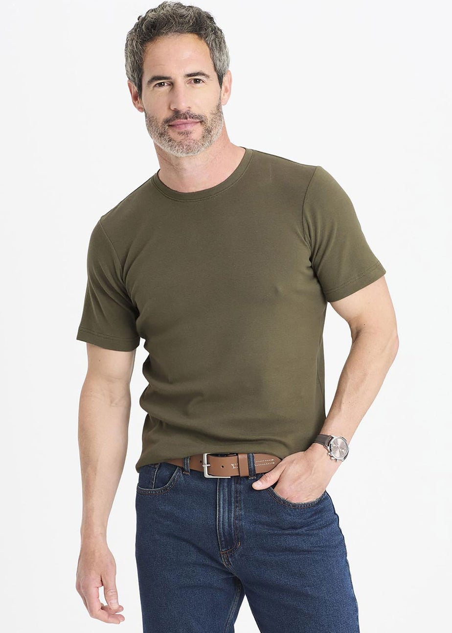 Cotton Traders Soft Khaki Short Sleeve Crew Neck Base Layer Top