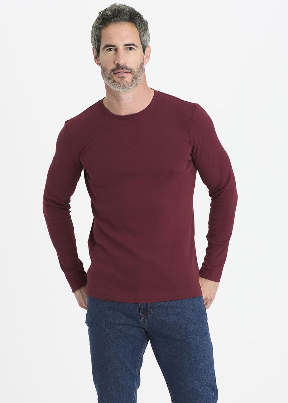 Cotton Traders Dark Merlot Long Sleeve Crew Neck Base Layer Top