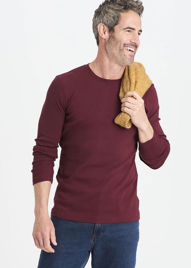 Cotton Traders Dark Merlot Long Sleeve Crew Neck Base Layer Top