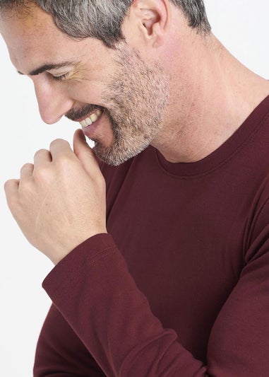 Cotton Traders Dark Merlot Long Sleeve Crew Neck Base Layer Top