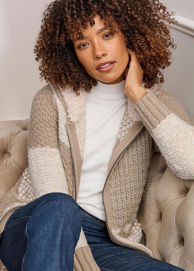 Cotton Traders Linen Hooded Knitted Zip Cardigan