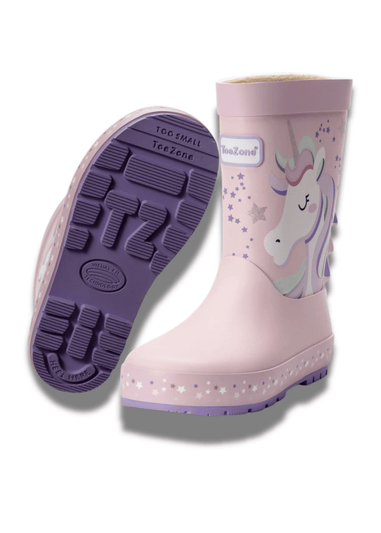 ToeZone Girls Pink Unicorn Waterproof Wellies