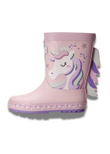ToeZone Girls Pink Unicorn Waterproof Wellies