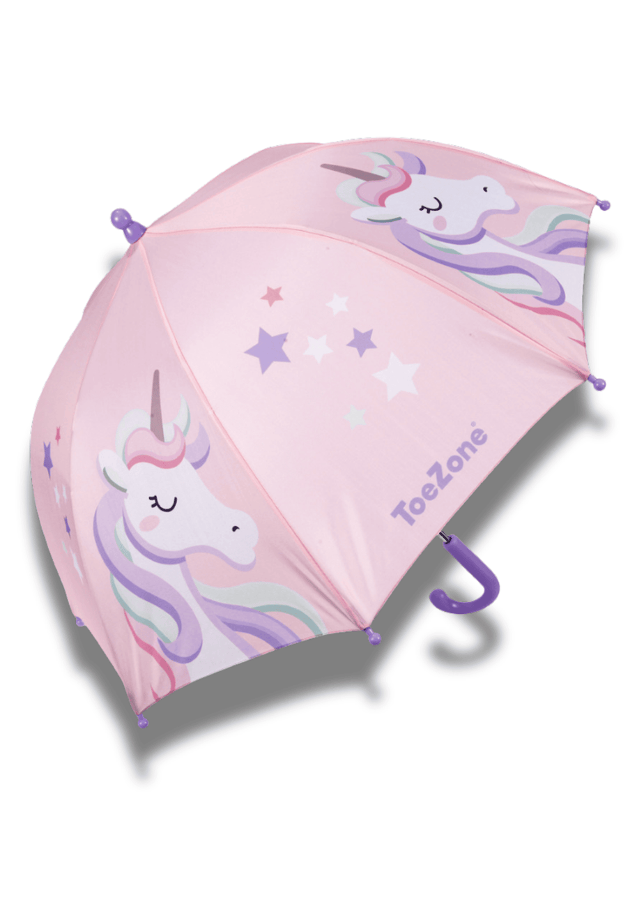 ToeZone Girls Pink Twinkle  Unicorn Waterproof Umbrella