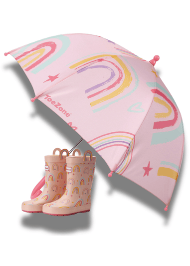 ToeZone Girls Pink Hope Rainbow Waterproof Umbrella