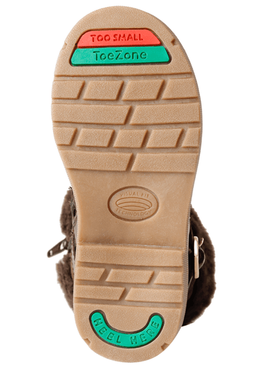 ToeZone Girls Brown Sara Fur Warm Winter Boot
