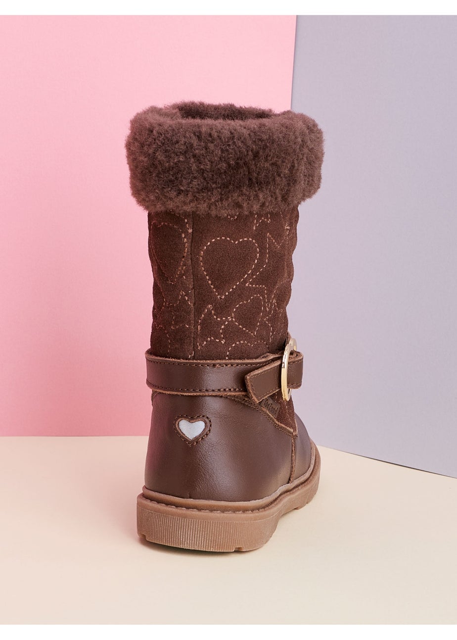 ToeZone Girls Brown Sara Fur Warm Winter Boot