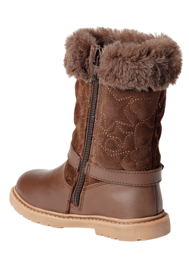ToeZone Girls Brown Sara Fur Warm Winter Boot