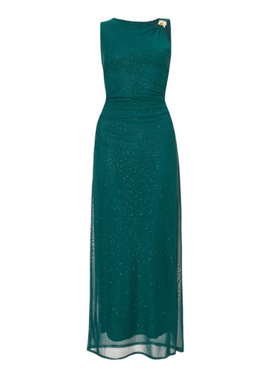 Quiz Green Mesh Buckle Detail Midaxi Dress