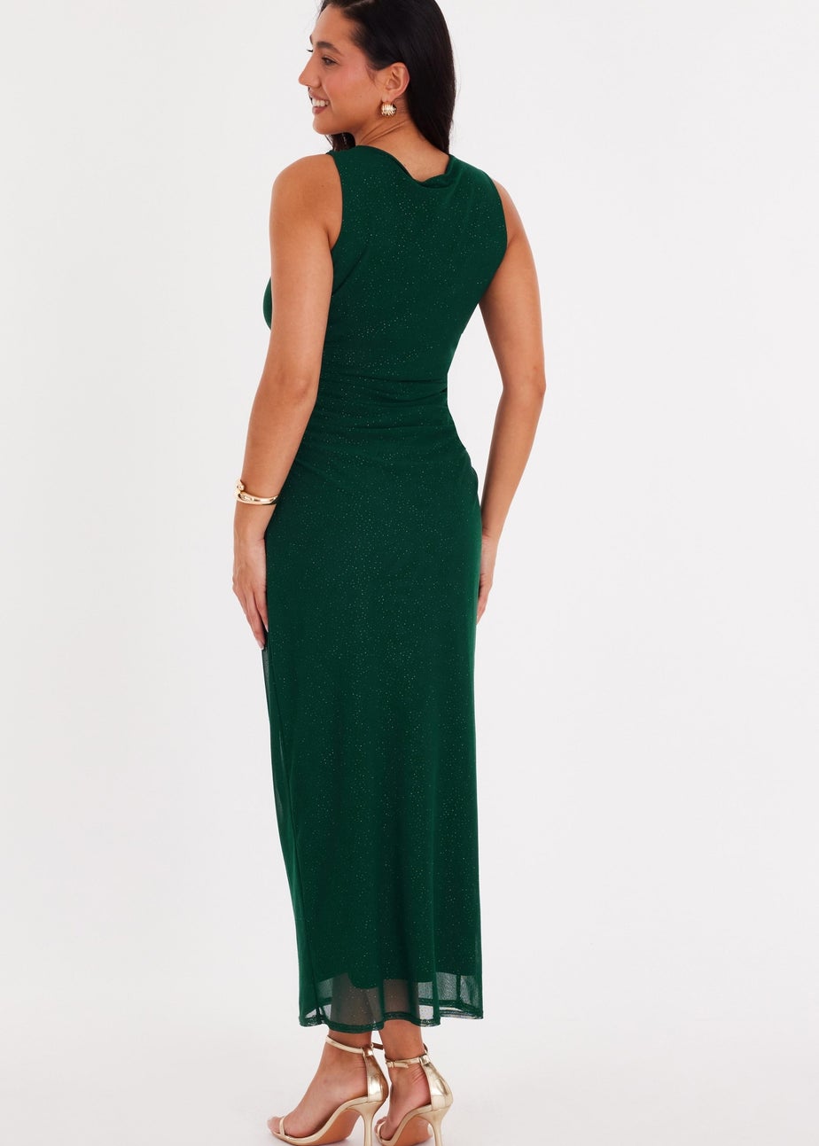 Quiz Green Mesh Buckle Detail Midaxi Dress