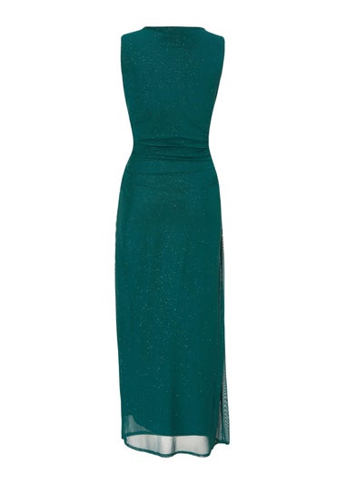 Quiz Green Mesh Buckle Detail Midaxi Dress